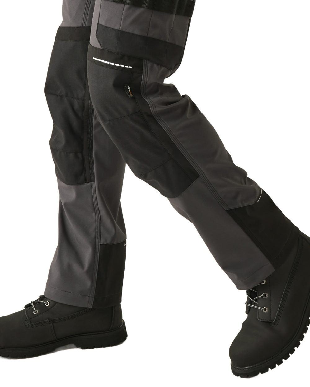 Slate Grey Black coloured Regatta Mens 4Tex Stretch Holster Trousers on white background 