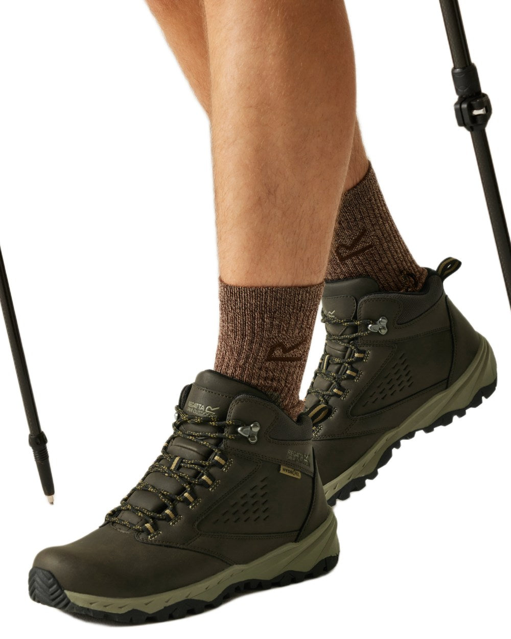 Peat Tan Coloured Regatta Mens Amble Walking Boots on white background 