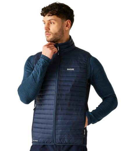 Navy Coloured Regatta Mens Andreson Hybrid Gilet on white background 
