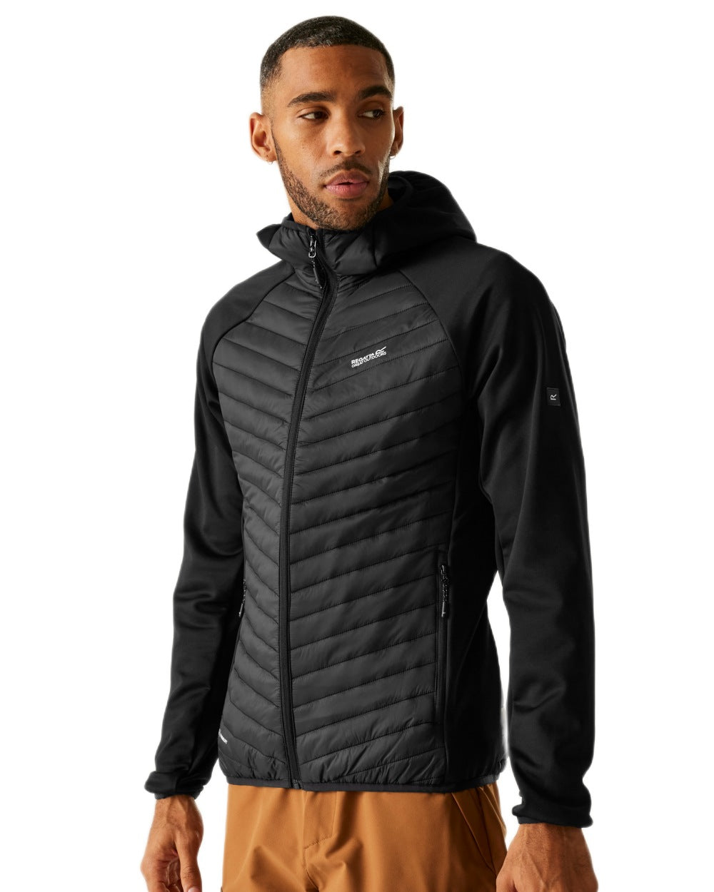 Black Coloured Regatta Mens Andreson Hybrid Jacket on white background 
