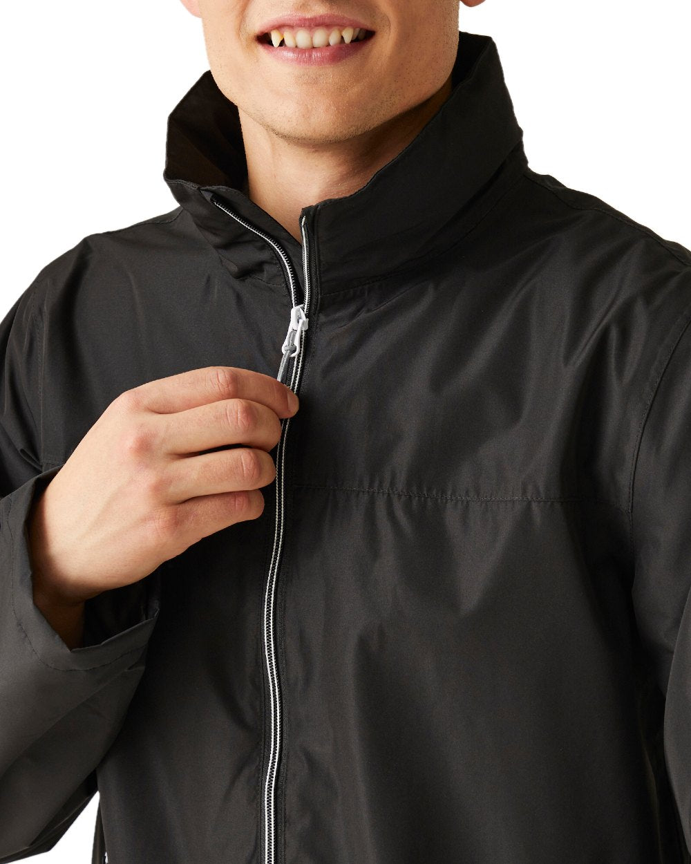 Black Mineral Grey coloured Regatta Mens Ascender Waterproof Shell Jacket on white background 
