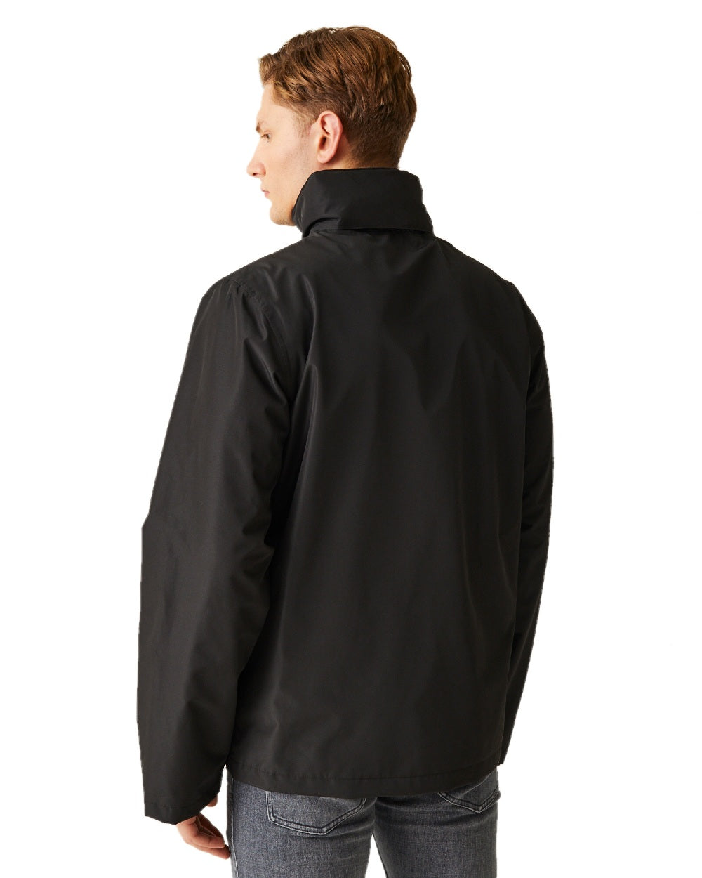 Black Mineral Grey coloured Regatta Mens Ascender Waterproof Shell Jacket on white background 
