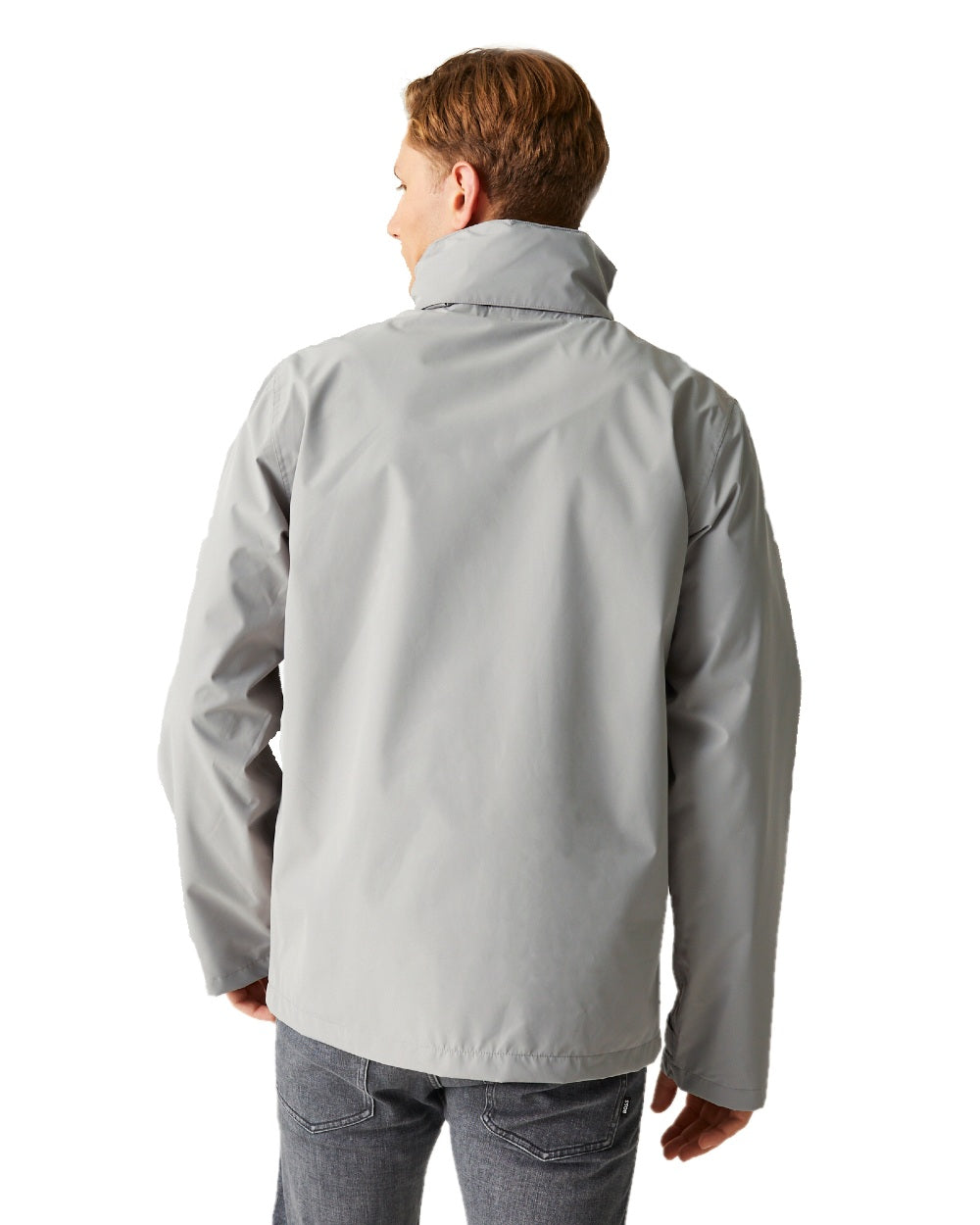 Mineral Grey Black coloured Regatta Mens Ascender Waterproof Shell Jacket on white background 