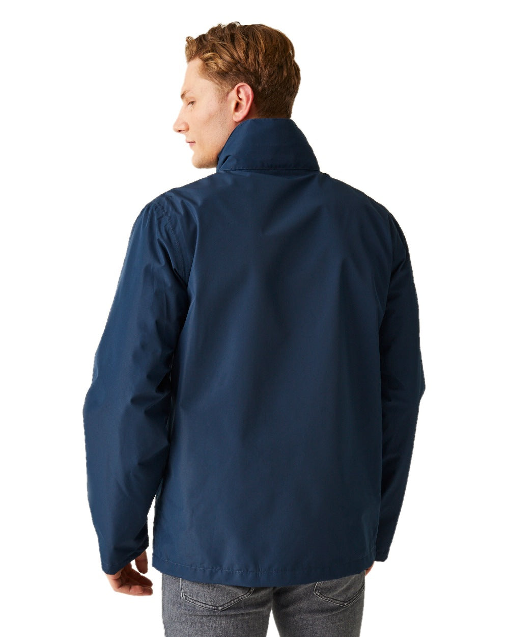 Navy Classic Red coloured Regatta Mens Ascender Waterproof Shell Jacket on white background 