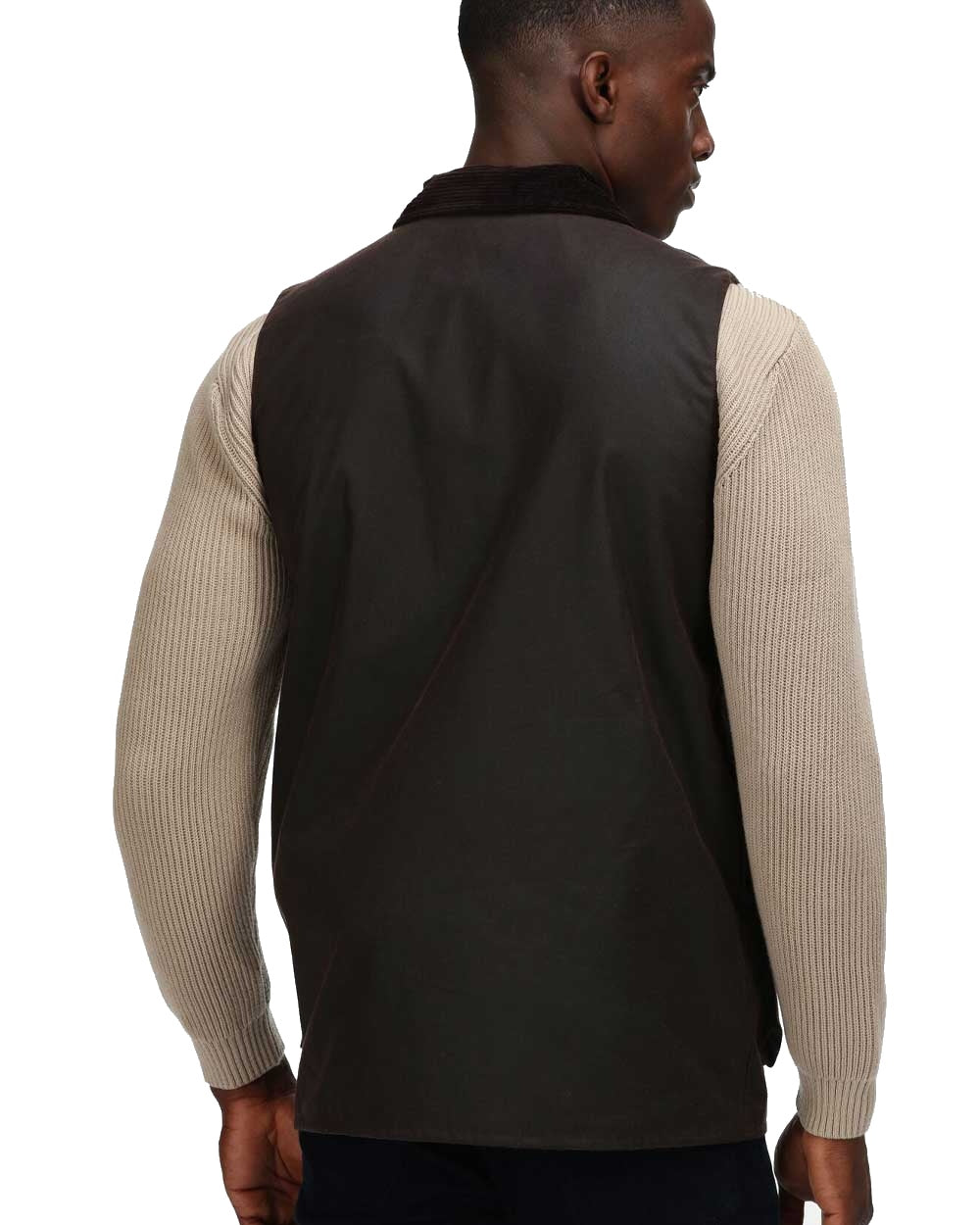 Brown coloured Regatta Mens Banbury Wax Bodywarmer on white background 