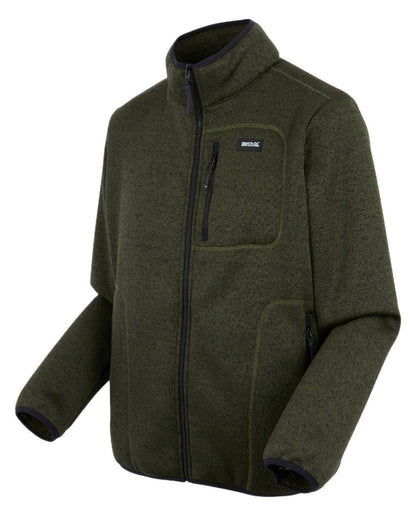 Dark Khaki Coloured Regatta Mens Barlee Full Zip Fleece Jacket on white background 