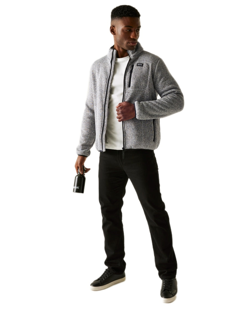 Silver Grey Coloured Regatta Mens Barlee Full Zip Fleece Jacket on white background 