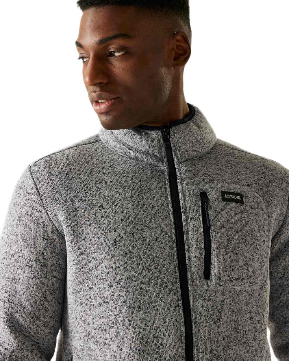 Silver Grey Coloured Regatta Mens Barlee Full Zip Fleece Jacket on white background 