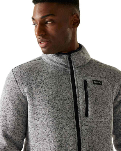 Silver Grey Coloured Regatta Mens Barlee Full Zip Fleece Jacket on white background 