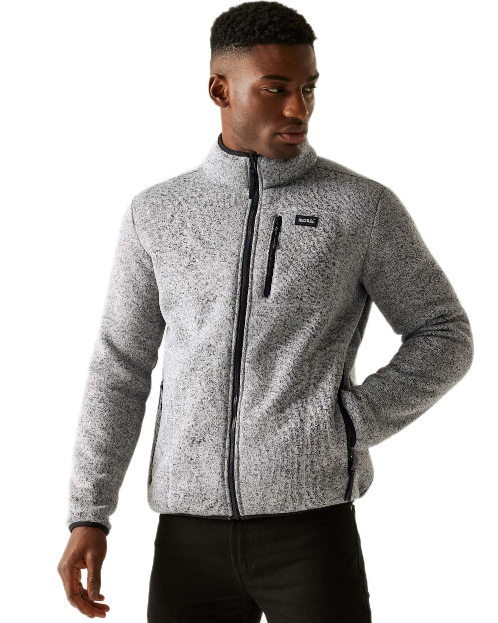 Silver Grey Coloured Regatta Mens Barlee Full Zip Fleece Jacket on white background 