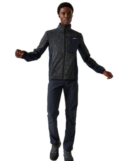 Navy Marl Navy Coloured Regatta Mens Baslinn Full Zip Fleece Jacket on white background 