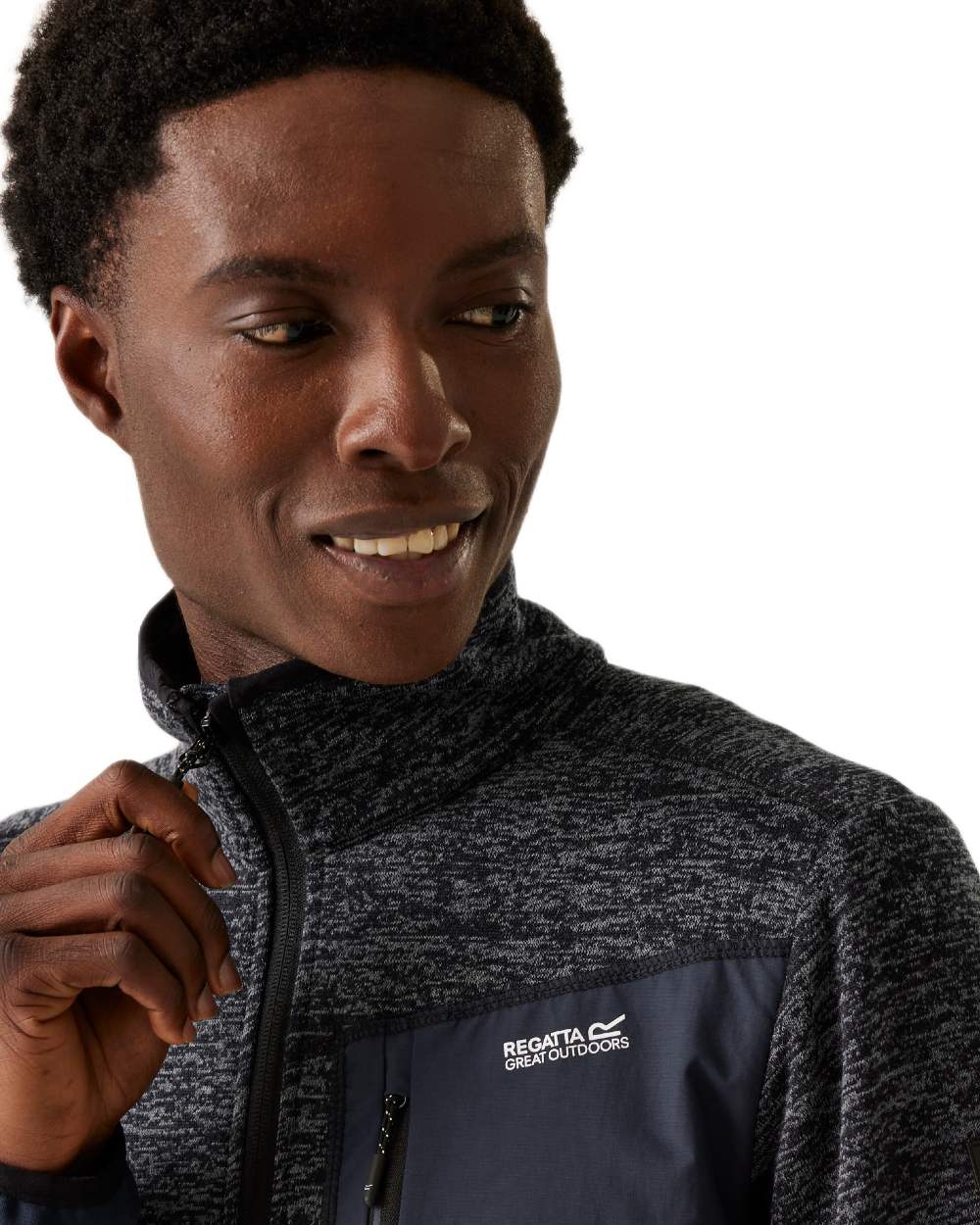 Navy Marl Navy Coloured Regatta Mens Baslinn Full Zip Fleece Jacket on white background 