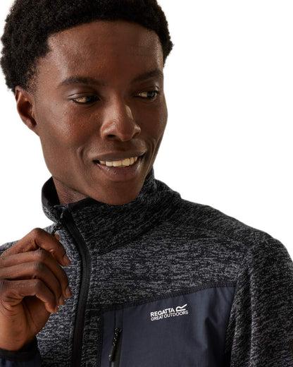 Navy Marl Navy Coloured Regatta Mens Baslinn Full Zip Fleece Jacket on white background 