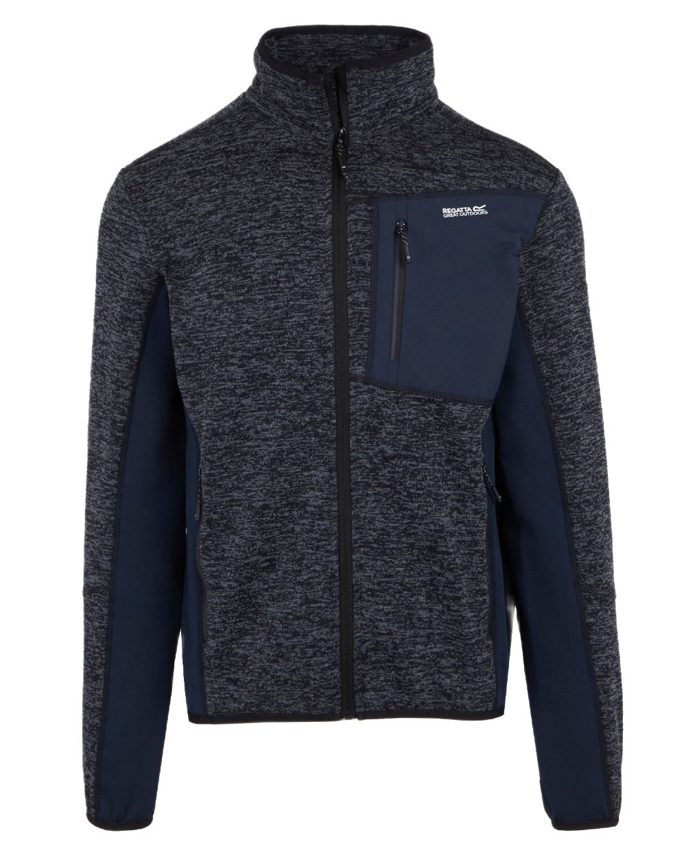 Navy Marl Navy Coloured Regatta Mens Baslinn Full Zip Fleece Jacket on white background 