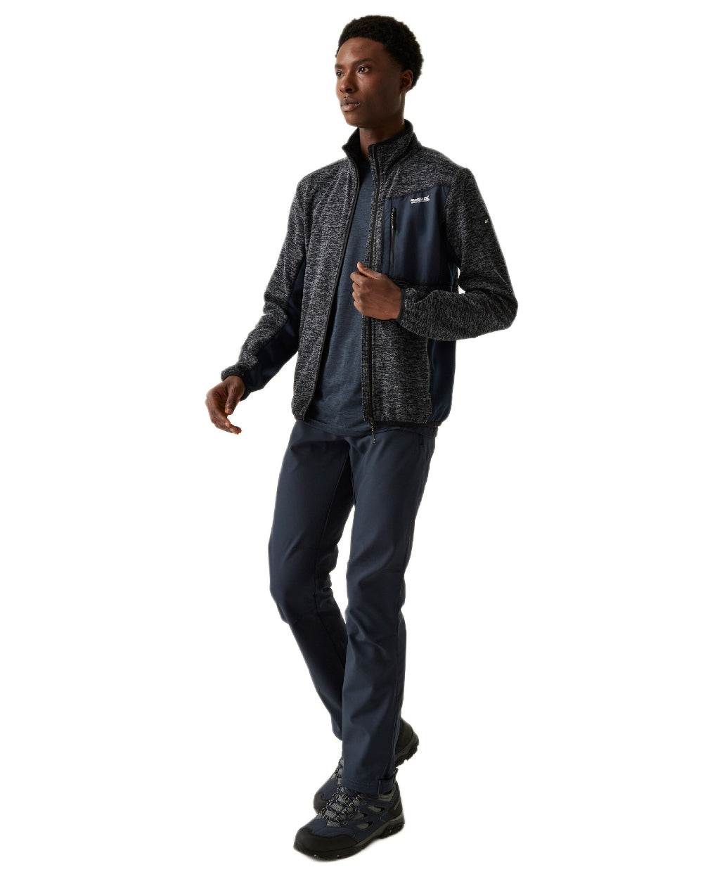 Navy Marl Navy Coloured Regatta Mens Baslinn Full Zip Fleece Jacket on white background 