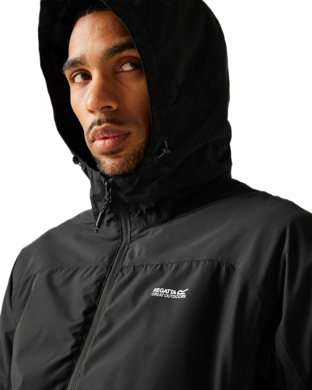 Black Coloured Regatta Mens Caspen Waterproof Insulated Jacket on white background 