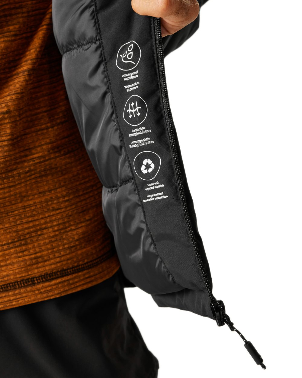 Black Coloured Regatta Mens Caspen Waterproof Insulated Jacket on white background 