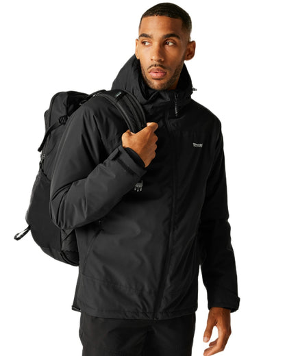 Black Coloured Regatta Mens Caspen Waterproof Insulated Jacket on white background 