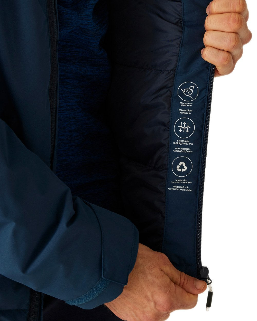 Moon Light Denim Coloured Regatta Mens Caspen Waterproof Insulated Jacket on white background 