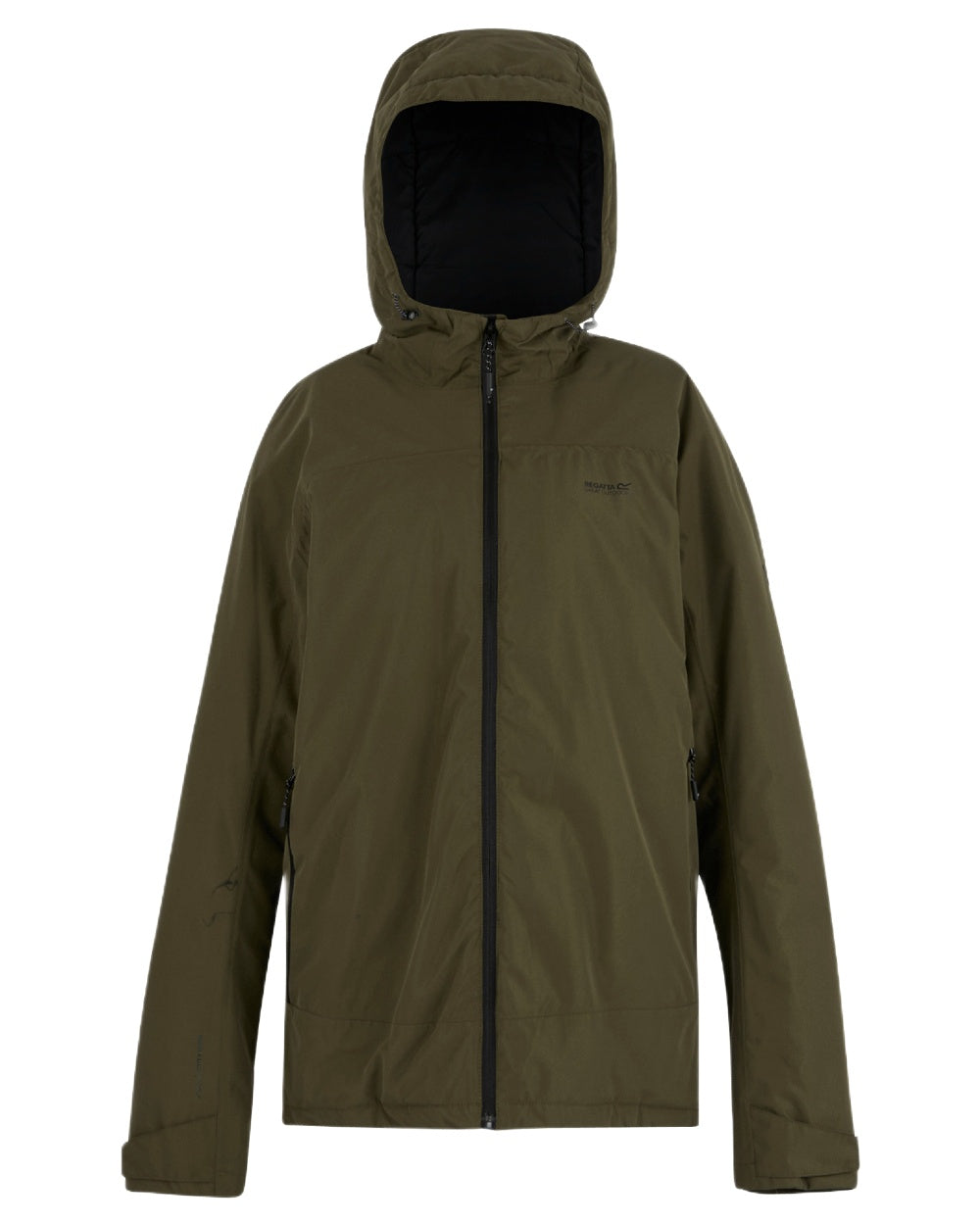 Olive Night Coloured Regatta Mens Caspen Waterproof Insulated Jacket on white background 