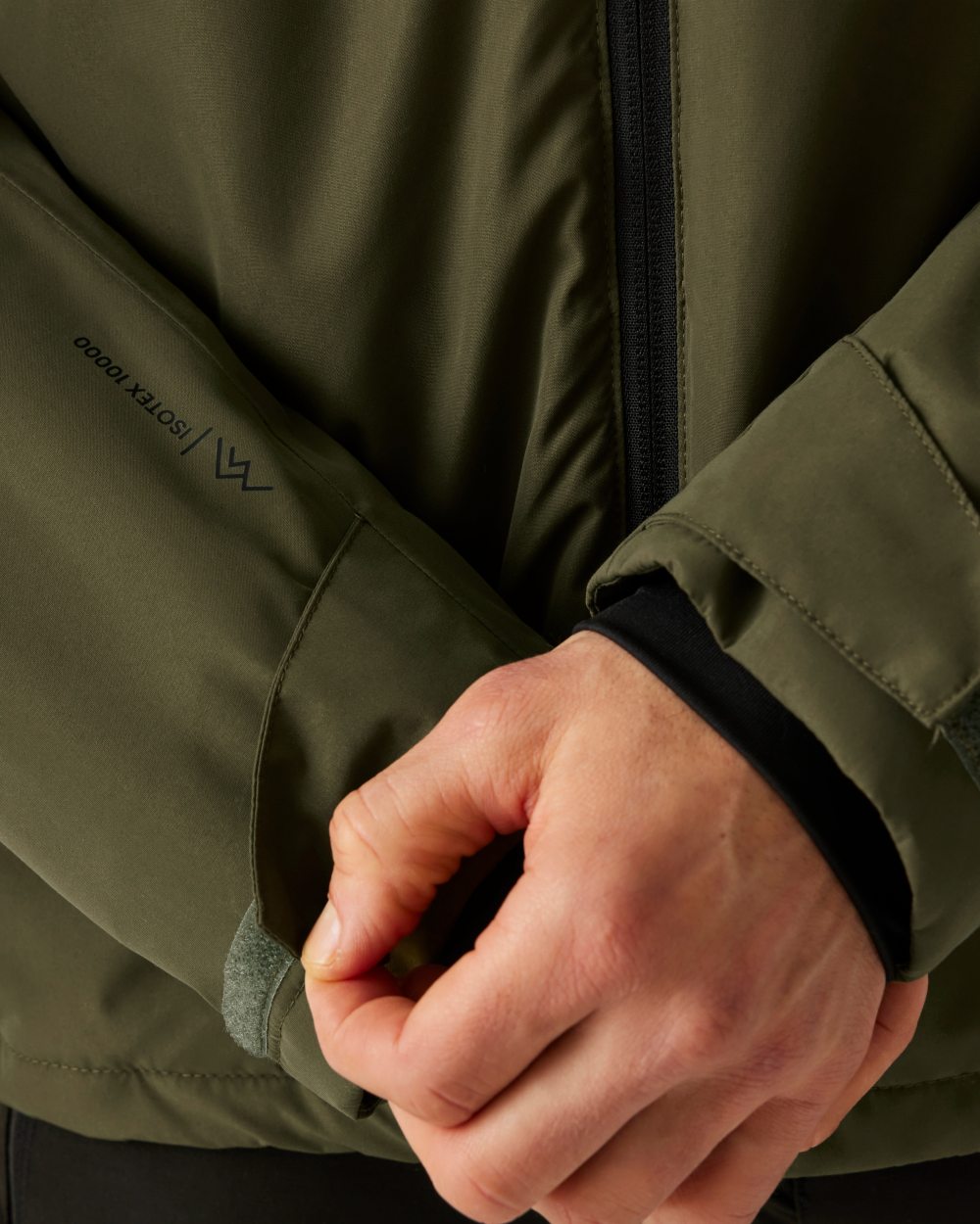 Olive Night Coloured Regatta Mens Caspen Waterproof Insulated Jacket on white background 