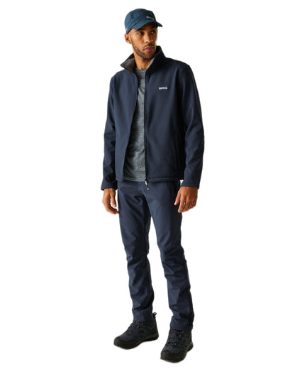Navy Coloured Regatta Mens Cera V Softshell Jacket on white background 