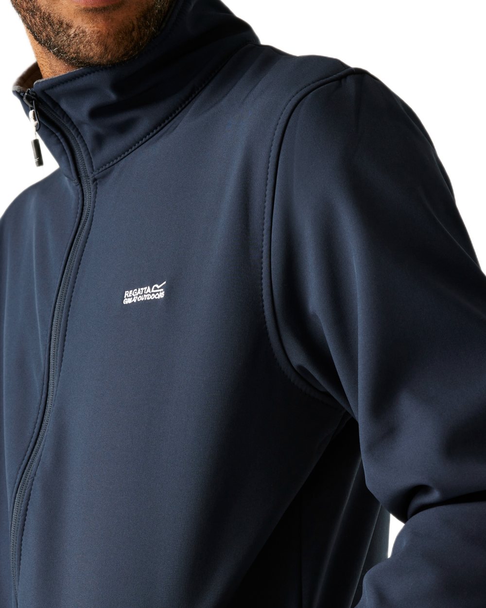 Navy Coloured Regatta Mens Cera V Softshell Jacket on white background 