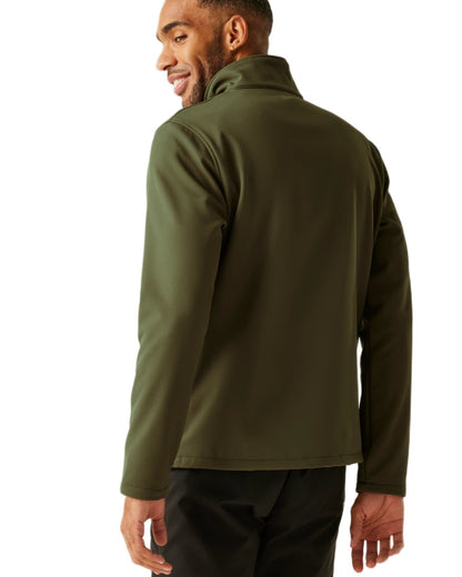 Olive Night Coloured Regatta Mens Cera V Softshell Jacket on white background 