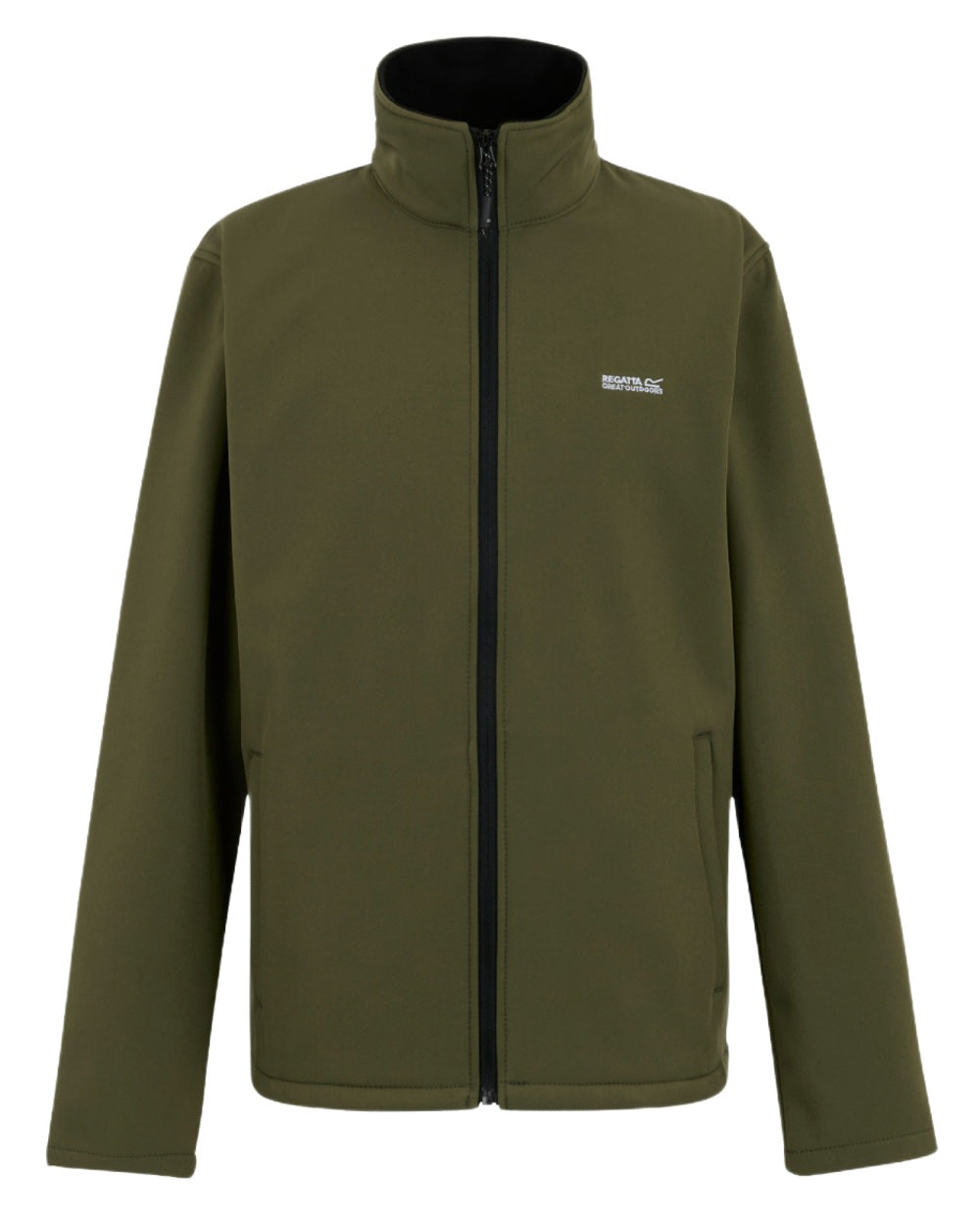 Olive Night Coloured Regatta Mens Cera V Softshell Jacket on white background 
