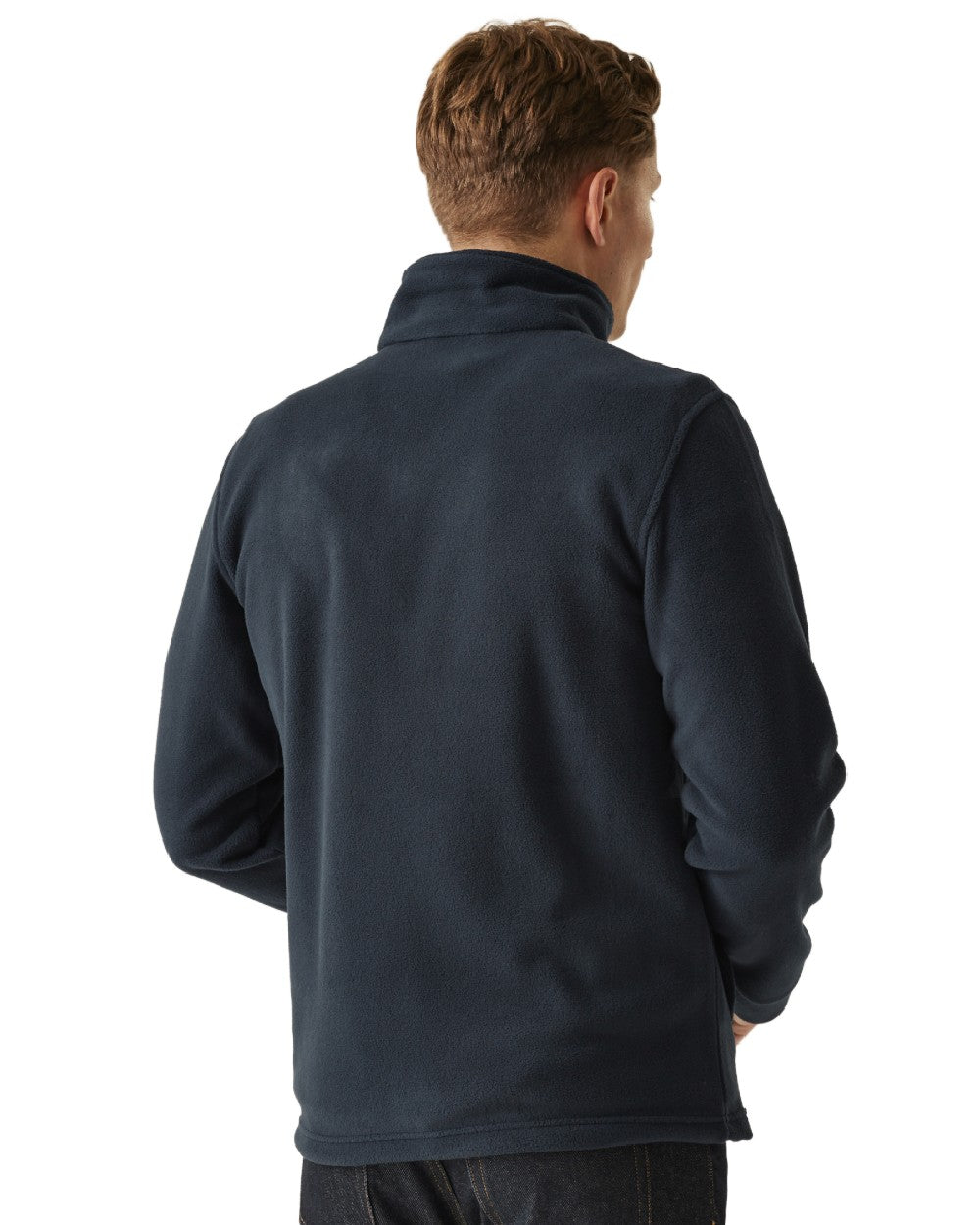 Navy coloured Regatta Mens Classic Full Zip Fleece on white background 