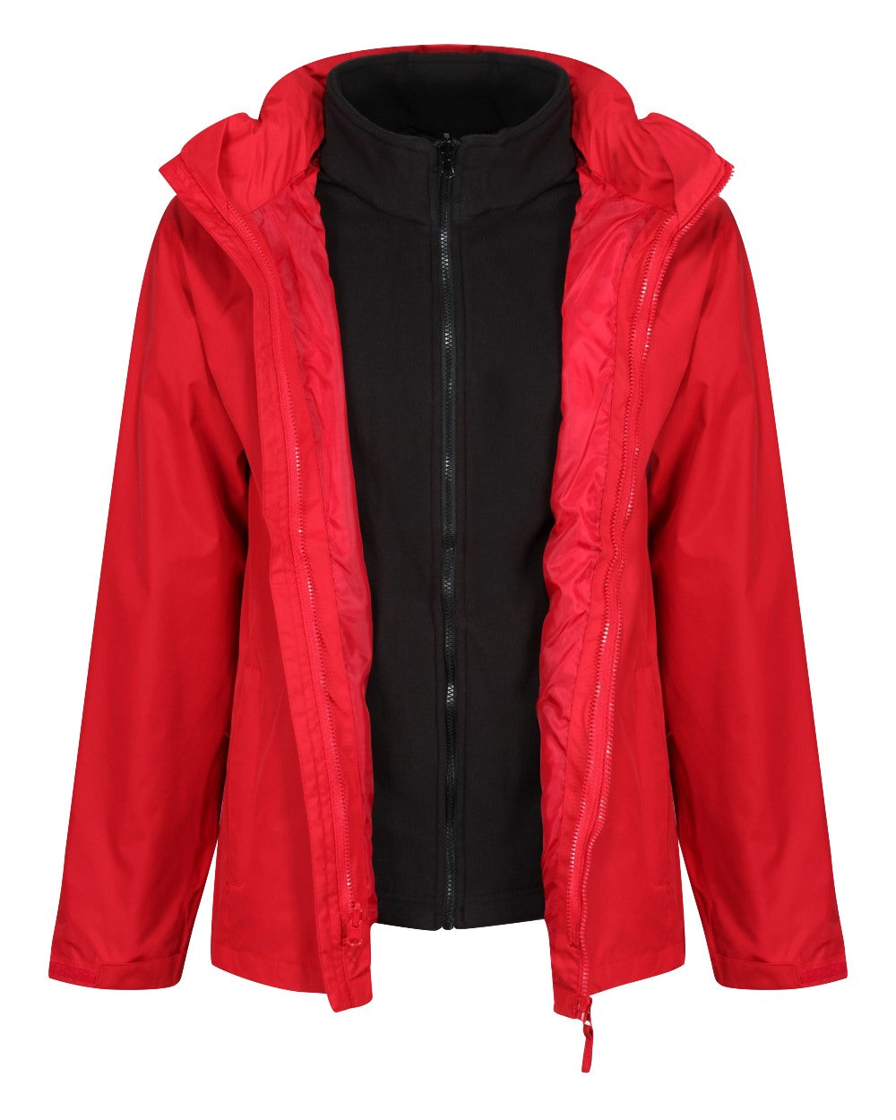 Classic Red Black coloured Regatta Mens Classic Waterproof 3 in 1 Jacket on white background 