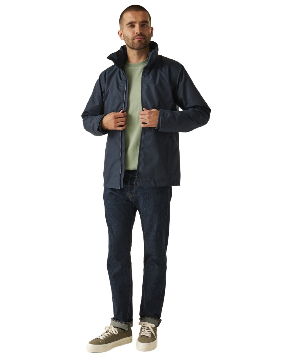 Navy coloured Regatta Mens Classic Waterproof 3 in 1 Jacket on white background 