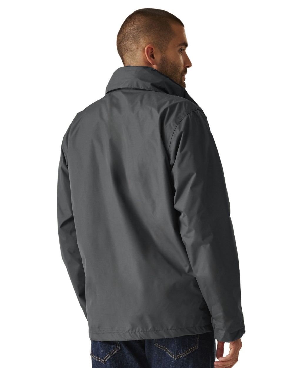 Seal Grey coloured Regatta Mens Classic Waterproof 3 in 1 Jacket on white background 