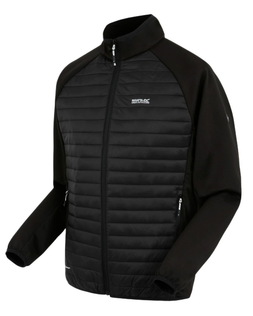 Black Coloured Regatta Mens Clumber Hybrid Jacket on white background 