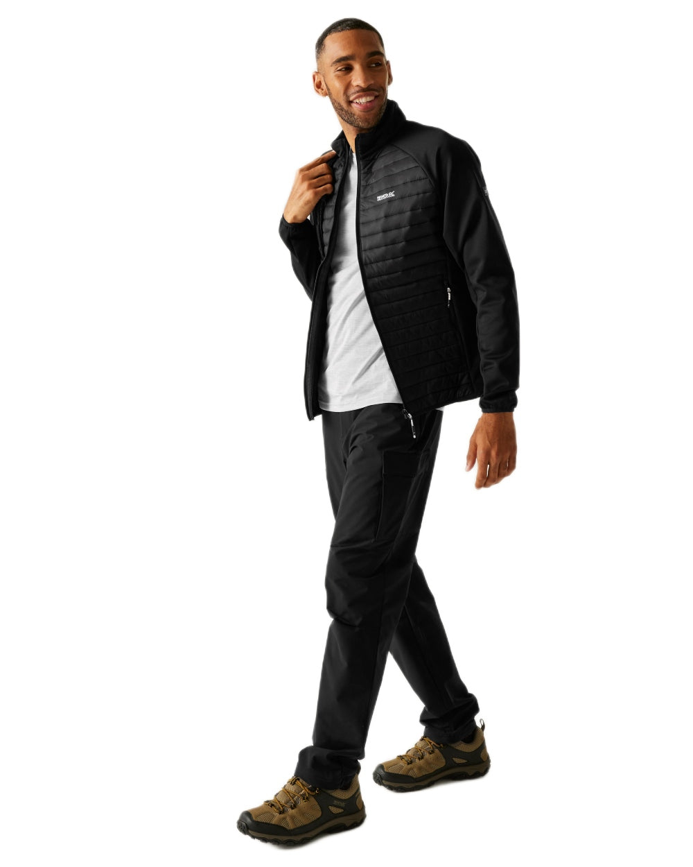 Black Coloured Regatta Mens Clumber Hybrid Jacket on white background 