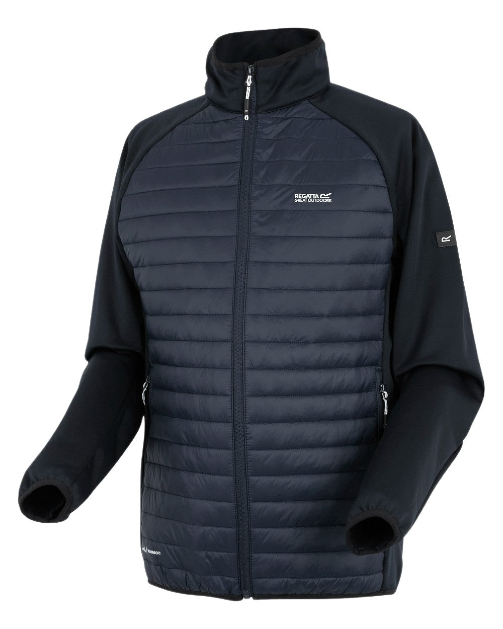 Navy Coloured Regatta Mens Clumber Hybrid Jacket on white background 