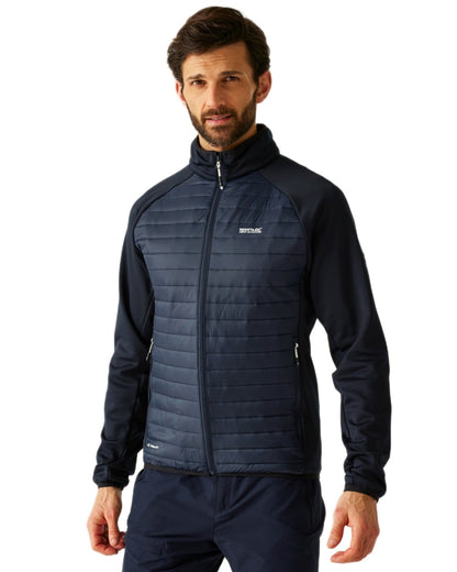 Navy Coloured Regatta Mens Clumber Hybrid Jacket on white background 