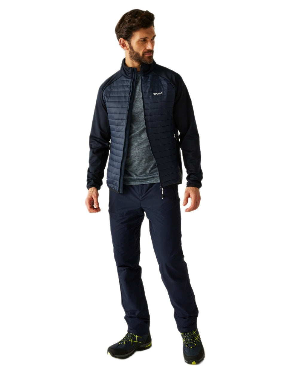 Navy Coloured Regatta Mens Clumber Hybrid Jacket on white background 