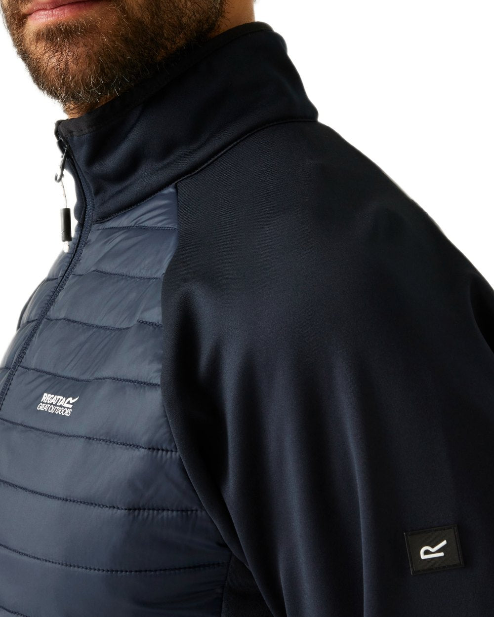 Navy Coloured Regatta Mens Clumber Hybrid Jacket on white background 