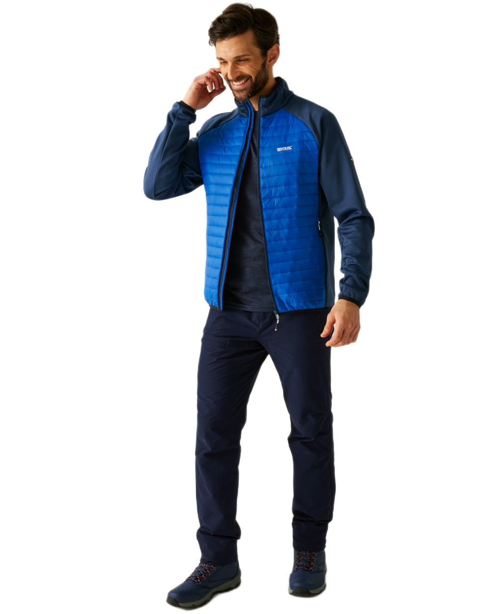 Snorkel Blue Moonlight Denim Coloured Regatta Mens Clumber Hybrid Jacket on white background 
