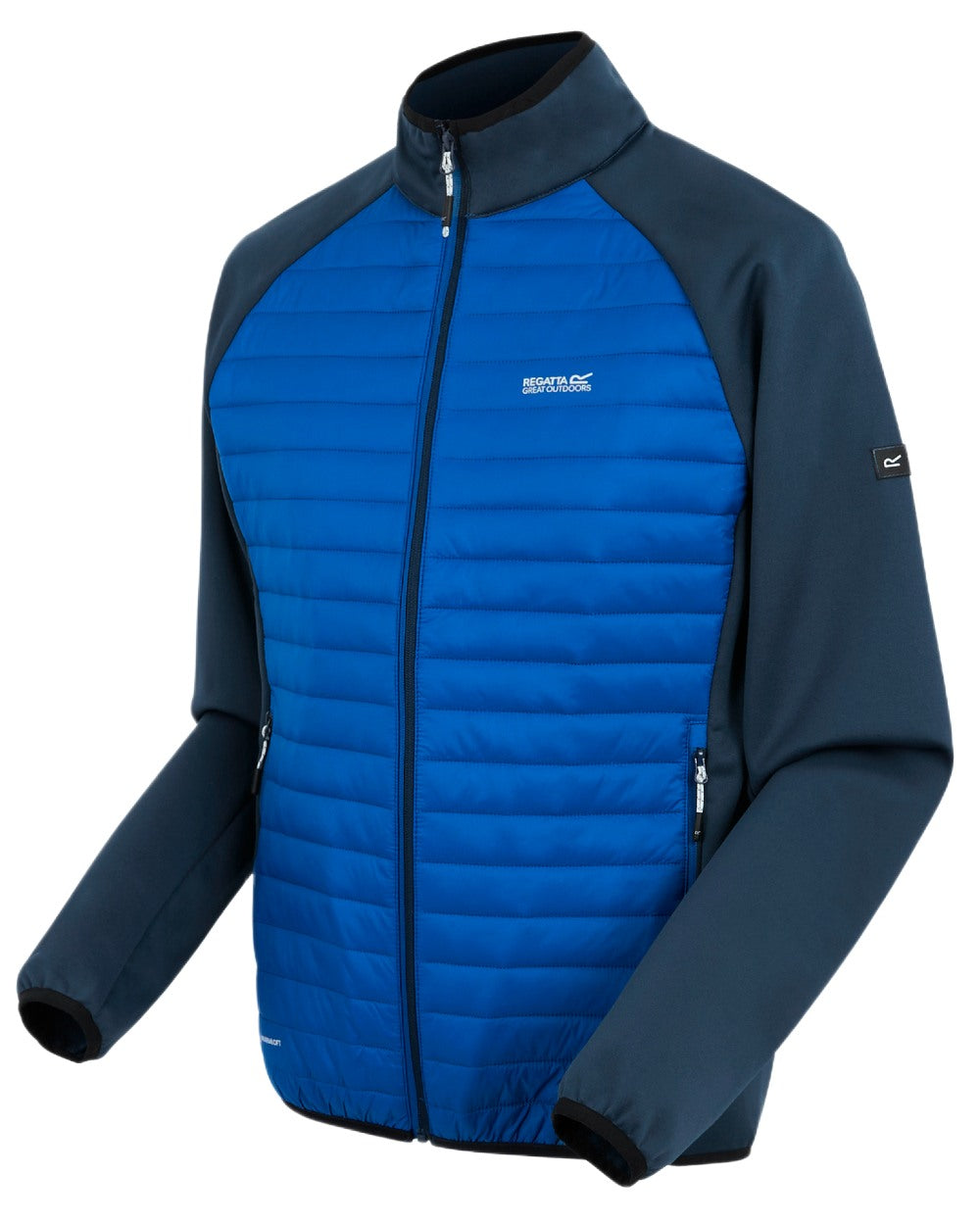 Snorkel Blue Moonlight Denim Coloured Regatta Mens Clumber Hybrid Jacket on white background 