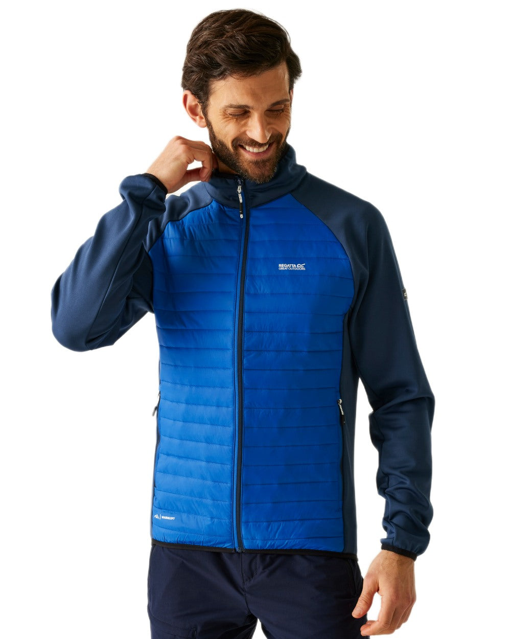 Snorkel Blue Moonlight Denim Coloured Regatta Mens Clumber Hybrid Jacket on white background 