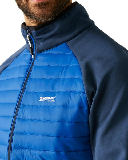 Snorkel Blue Moonlight Denim Coloured Regatta Mens Clumber Hybrid Jacket on white background 