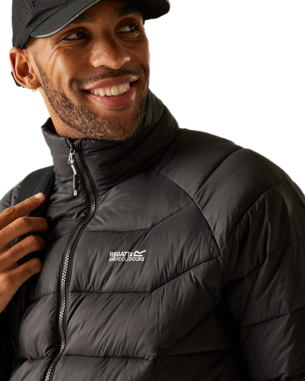 Black Coloured Regatta Mens Dalent Padded Jacket on white background 