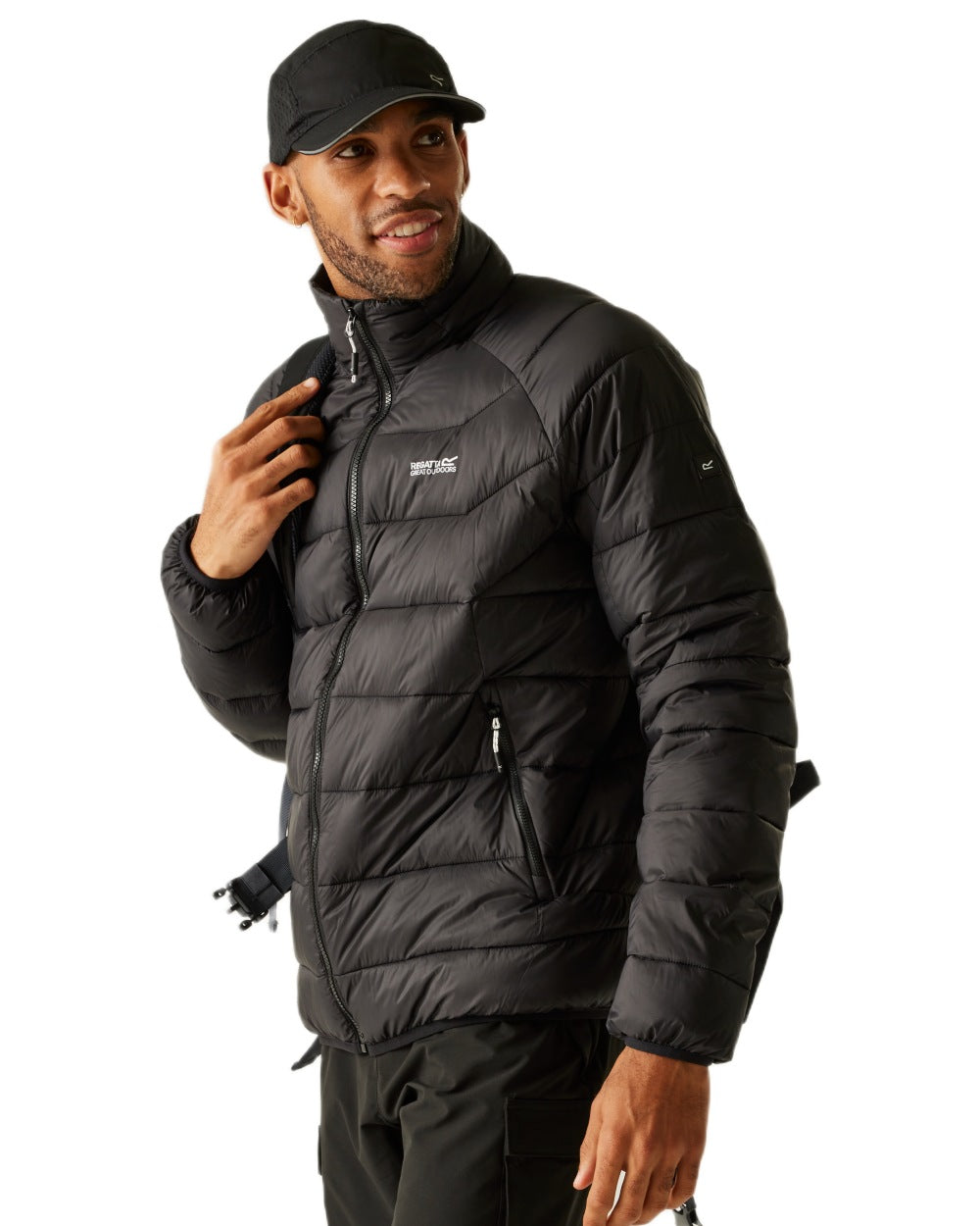 Black Coloured Regatta Mens Dalent Padded Jacket on white background 