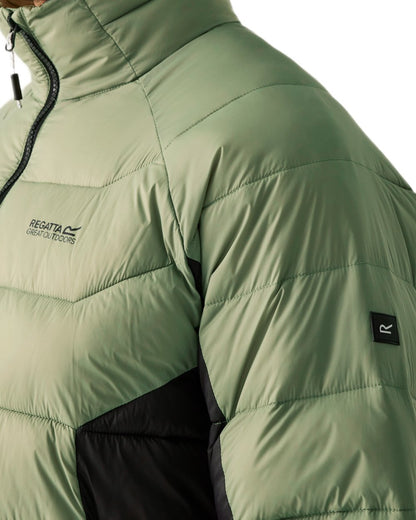Oil Green Black Coloured Regatta Mens Dalent Padded Jacket on white background 