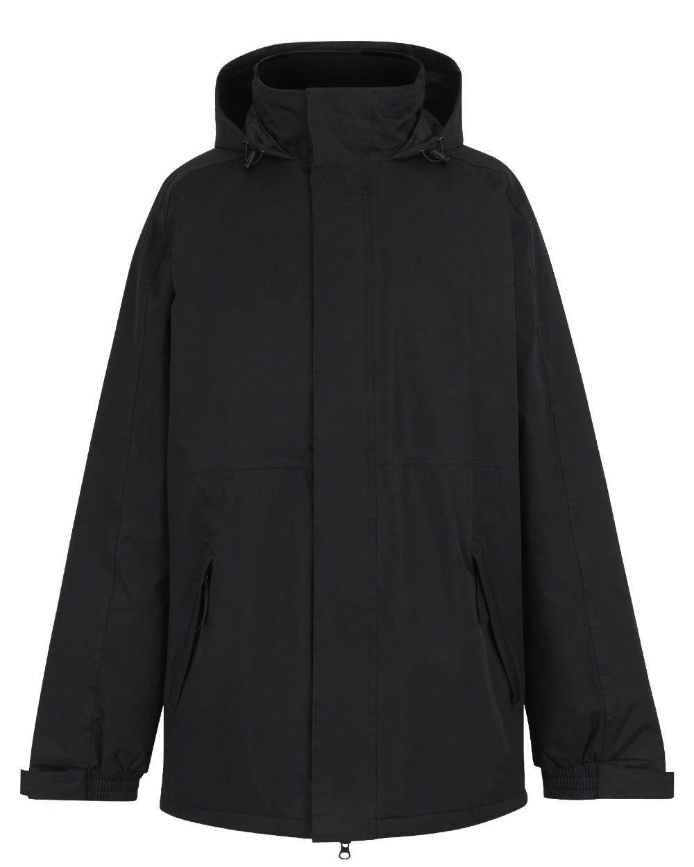 Black coloured Regatta Mens Dover Waterproof Parka Jacket on white background 