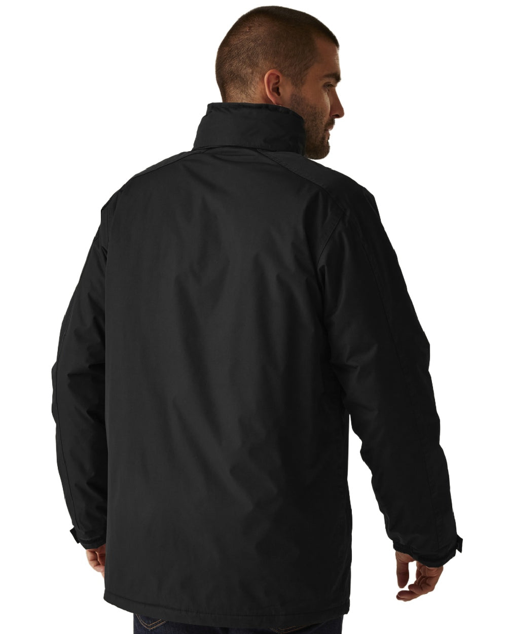 Black coloured Regatta Mens Dover Waterproof Parka Jacket on white background 