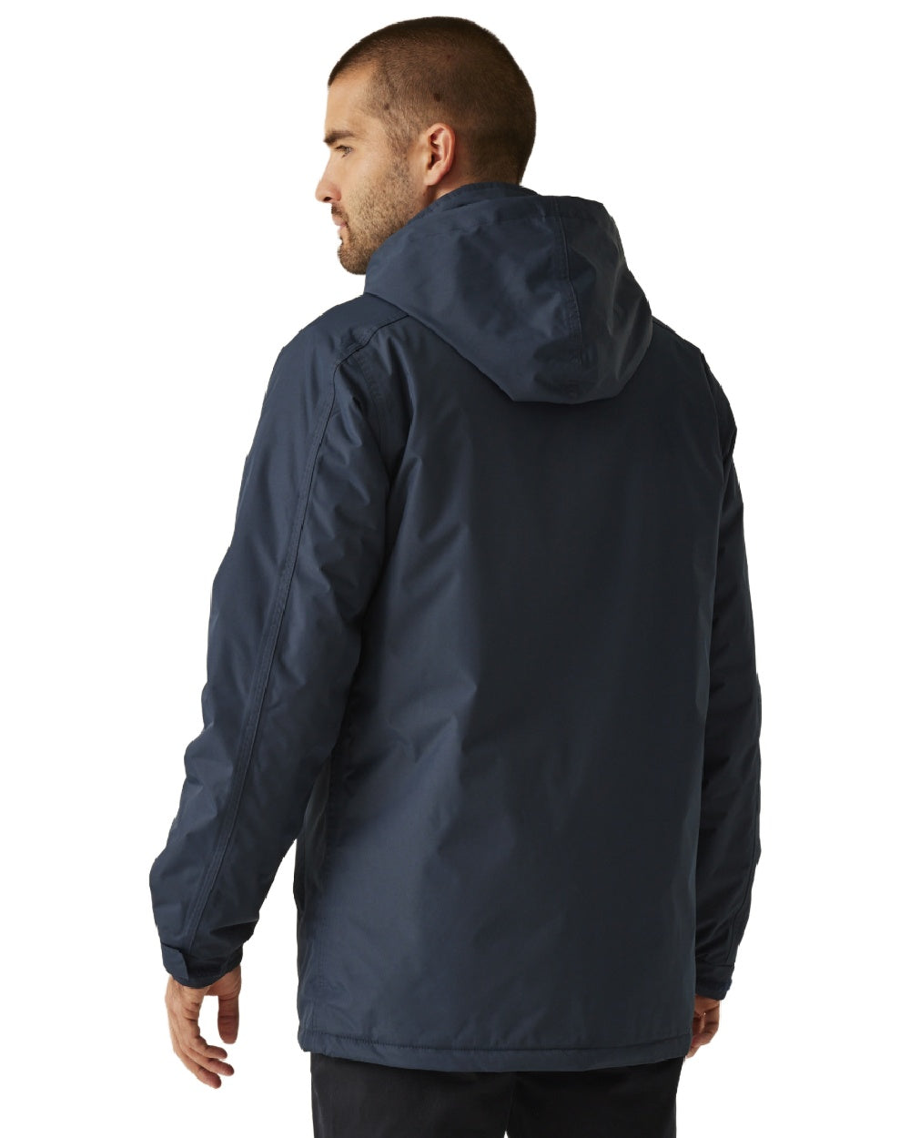 Navy coloured Regatta Mens Dover Waterproof Parka Jacket on white background 