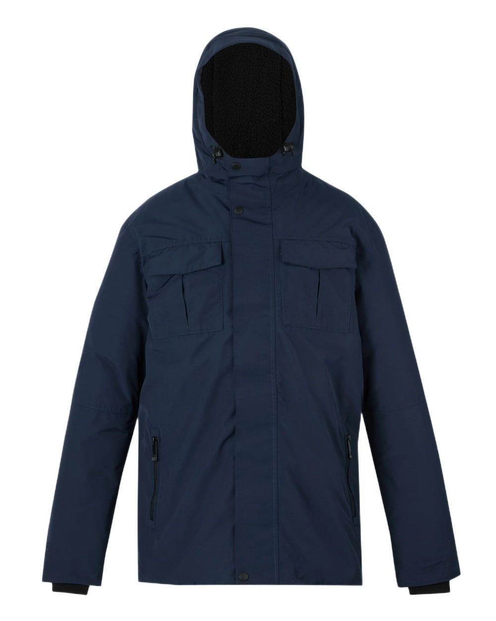 Navy Black Coloured Regatta Mens Eamont Waterproof Insulated Jacket on white background 